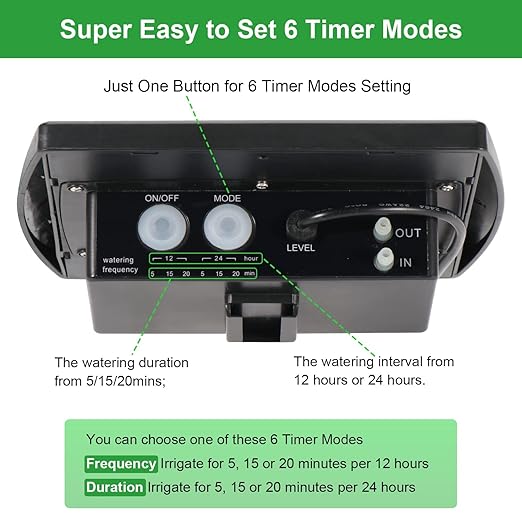 Solar Powered Drip Irrigation System OHYEAHSPIN Solar Automatic Garden Watering Outdoor Greenhouse Accessories Supported 15 Pots Plants &amp 6 Timer Modes