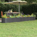 Anthracite Powder-Coated Steel Oval Garden Raised Bed for Outdoor Planting Durable Large Planter Box with Modern Design for Flowers Herbs Vegetables