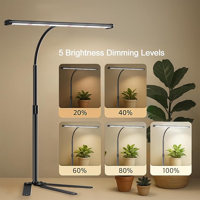 GYTF Super-Bright Plant Grow Light 6000K 108LEDs Full Spectrum Plant Lamp with Timer 4/8/12Hrs &amp Height Extendable for Home Office Desktop Indoor Plants 12V 3A High Power Output for Faster Growt