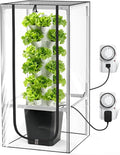 JESLED Hydroponic Growing System Hydroponic Tower with 5000K Full-Spectrum Grow Lights Dual Timers for Auto Watering &amp Lighting Grows 30 Herbs &amp Vegetables Indoor Garden with Tent 10L Wat