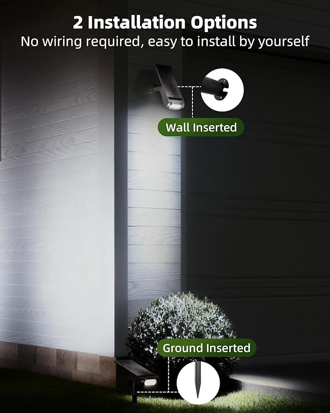EZVALO Solar Spot Lights Outdoor IP67 Waterproof Adjustable Solar Landscape Lights 3 Lighting Modes Solar Spotlights for Outside Yard Garden Plant Trees Pathway Flag (Cool White-4Pack)