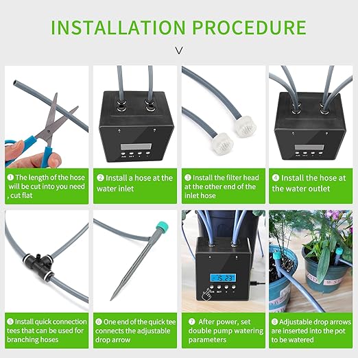 Automatic Plant Waterer Indoor Indoor Plant Watering Devices with 2 self-Priming Pump Automatic drip Irrigation kit with 20 Adjustable droppers self Watering System programmable Timer