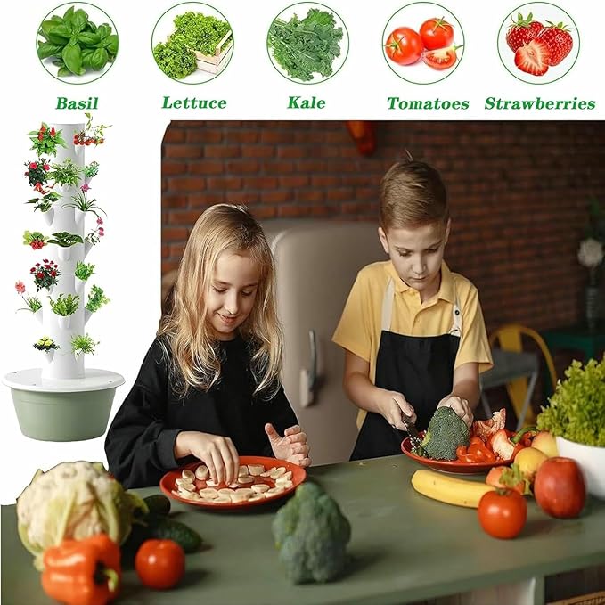 Hydroponic Tower Vertical Planter Growing System Kit Outdoor hydroponic System Tower Farm hydroponic Vegetable Tower Lettuce Growing Garden-