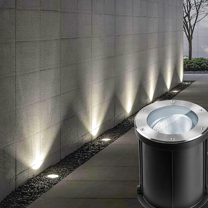 Outdoor Buried Lights - LED Landscape Lights 15° Adjustable Angle Buried Lights IP67 Waterproof High Brightness Round Embedded Ground Spotlight for GardensBlue-5W