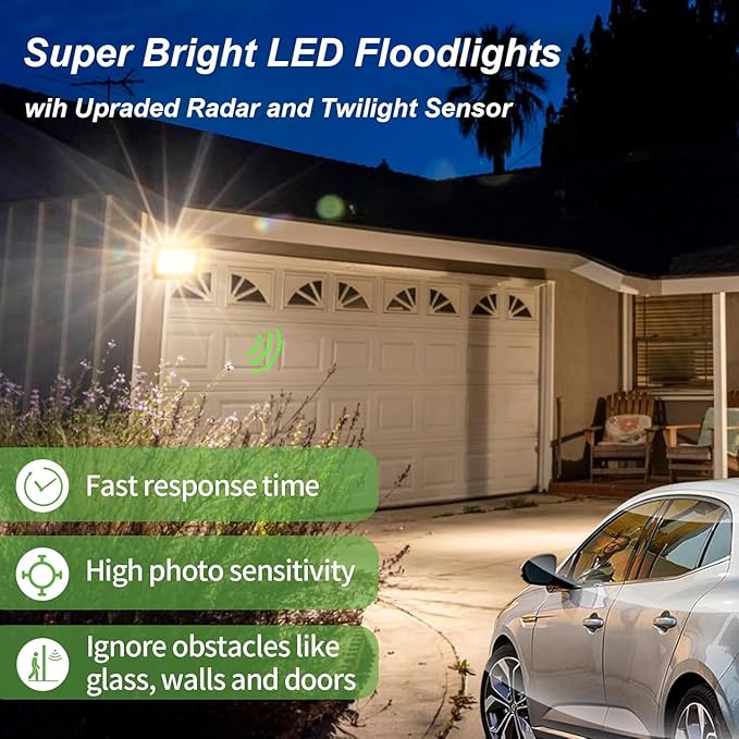 30W Security Lights With Motion SensorSuper Bright 3000lm LED Floodlight OutdoorIP66 Waterproof Wall Light Work Lighting3000K Warm White Spotlight Outside For GarageGardenBackyard(Cool White30W)