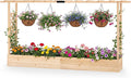 BECOMFORT Raised Garden Bed with Trellis &amp Hanging Roof 45 Tall Fir Wood Planter Box with Drainage Holes Outdoor Elevated Garden Planter for Climbing Vines Perfect for Patio Lawn &amp Backya
