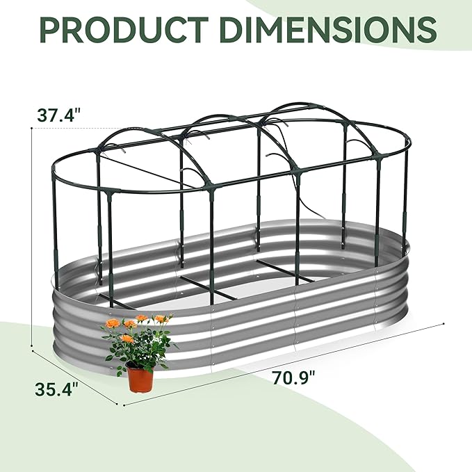 Raised Garden Bed with Sprinkler Timer and Self-Watering System 6x3x1 ft Elevated Planter Boxes Outdoor with Mesh Cover Galvanized Raised Beds forVegetablesFlowers Backyard Patio