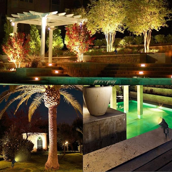 5W Low Voltage LED Landscape Lights12V/24V AC/DC Landscape LightingOutdoor Lawn Tree Flag Spotlights with Spike StandIP65 Waterproof Garden Pathway Lights (8 Pack Warm White with Connector)