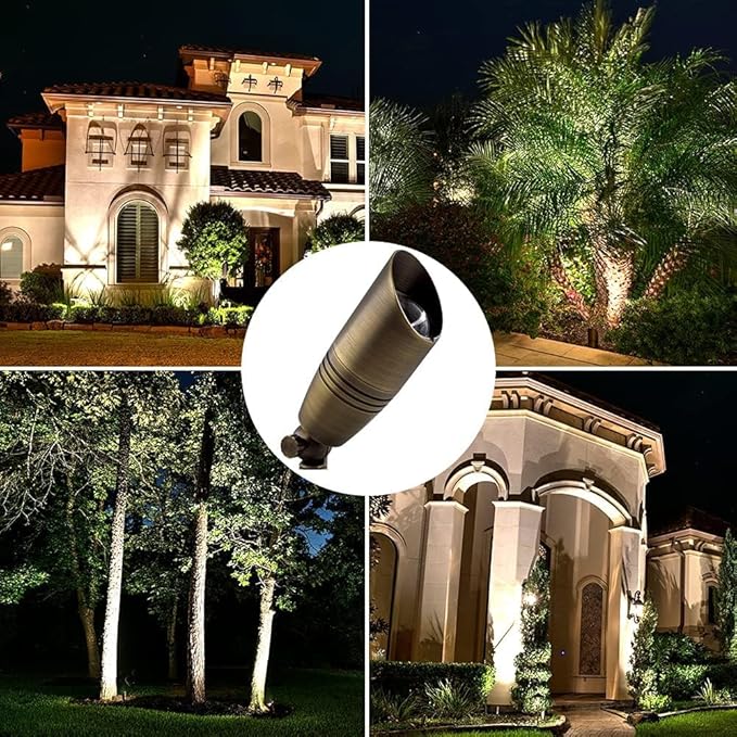 LED Spot Lights Outdoor 105 (6 Pack) Low Voltage Landscape Lights - Brass Metal Wall Security Lighting LED Yard for Beautiful Bright Long Lasting Home Garden Patio Lighting (Without Bulb)