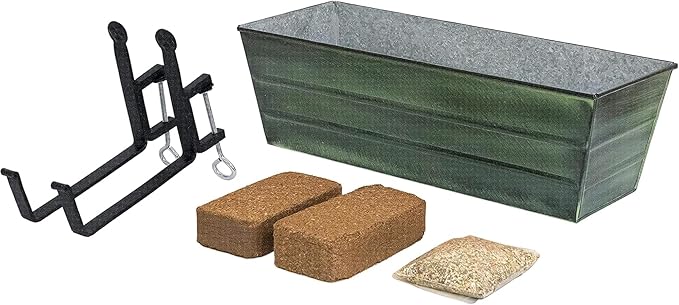 Bloom Box Garden Growing Kit Medium Green with Clamp-On Brackets – Instant Container Garden for Flowers Herbs Greens &amp Strawberries