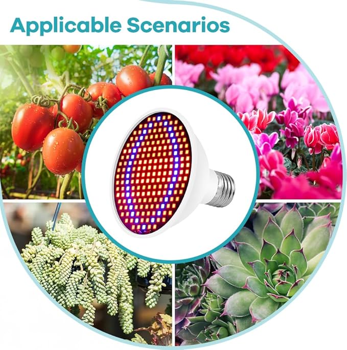 4Pack 50W Indoor Planting Growth Lamping E27/E26 Full Spectrum UV/IR Natural Red Blue Hydroponic Bulbs AC100-277V Hydroponic Potted Moss Fill Bulb 110v Greenhouse Tent Vegetable Flowers Succulent