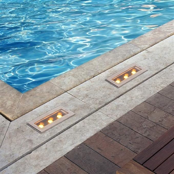 3W Ground Recessed Spotlight 12V/24V Outdoor Rectangle Garden Lighting IP67 Waterproof Ground Spotlight(Yellow Light24V)