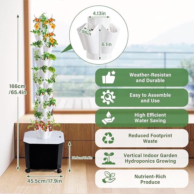 10-Layer 50 Trays Hydroponics Growing System with Timer and 4 Wheels Upgraded 50L Water Tank Capacity Multifunctional Indoor Garden Planter Kit for Leafy Vegetables