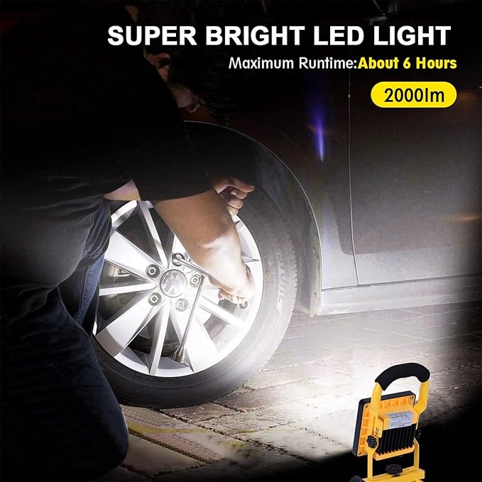 LED Rechargeable Work Floodlight10W /20W USB Battery Light Super Bright 2000LM Waterproof Outdoor Stand Lamp for Car Garage Camping(10W)