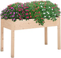 Raised Garden Bed with Legs 48 x 22 x 30 Elevated Wooden Planter Box Self-Draining with Bed Liner for Vegetables Herbs and Flowers Backyard Patio Balcony Use Natural
