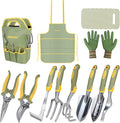 Set of 12 Garden Tool iHansee Heavy-Duty Aluminum Gardening Hand Tools with Rubber Non-Slip Handle Garden Apron Gloves Kneeling Pad and Storage Bag Garden Hand Tools Starter Kit Landscaping Tools