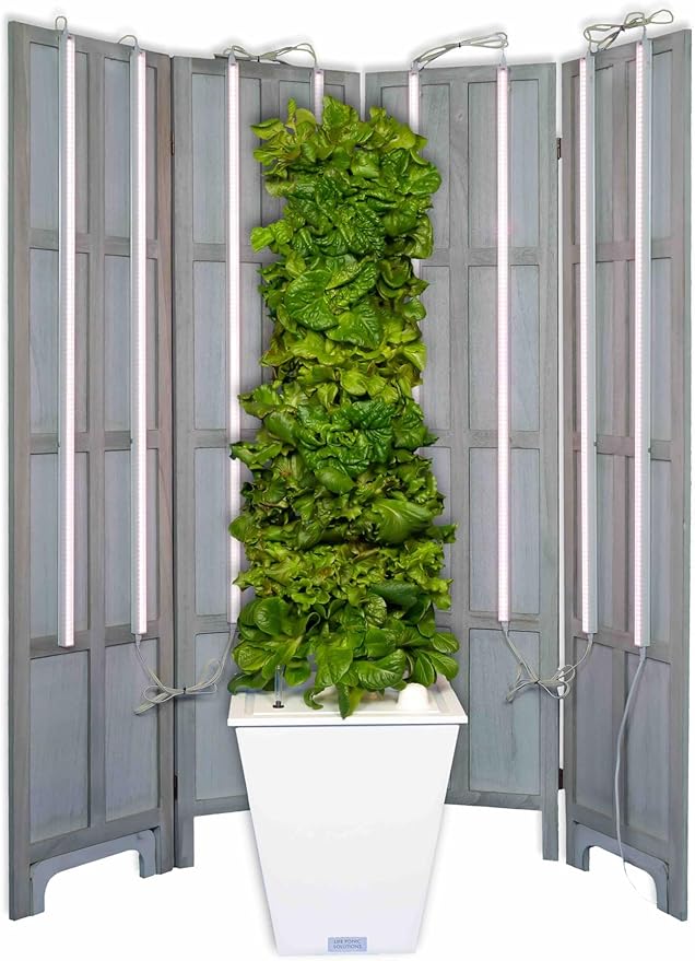 Hydroponic Tower Garden Growing System 32 Plants Indoor Garden Optimized for Growing Leafy Greens Includes LED Grow Lights (White)