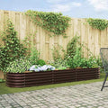 Steel Planter Raised Bed Metal Flower Box Planter Raised Beds Outdoor Garden for Planting Fruit 126x31.5x17.3 Brown -750