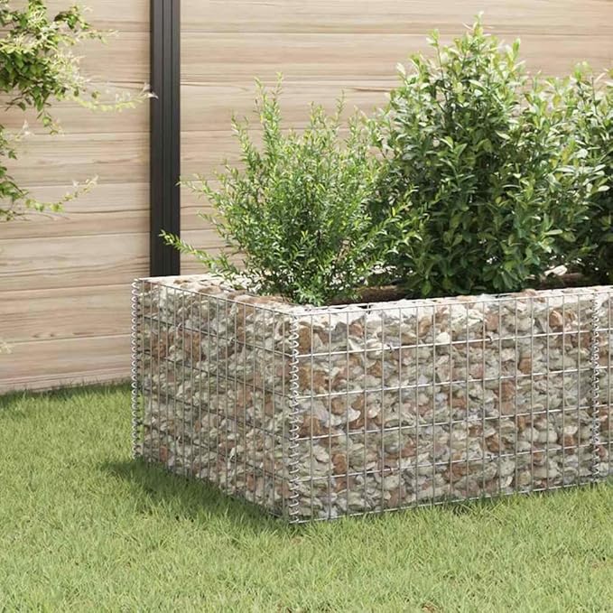 Outdoor Steel Gabion Raised Bed Garden Gabion Basket Planter Wire Fencing Galvanized Steel Patio Flower Plant Basket Mesh Fence 141.7x35.4x19.7-968
