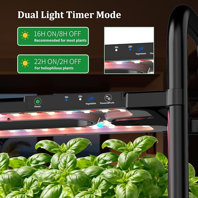 Large Hydroponics Growing System Kit 32 Pods Vertical Hydroponic Garden with 32 Large Buckets 32L Indoor Garden System for Herb Vegetable Fruit with 2 Light Modes Auto Circulating Water System