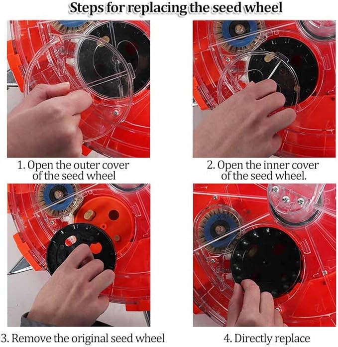 Precision Hand-Push Roller Seeder Seeds Dispenser Spreaders with 12 Seeding Nozzles Single-Wheel Planter Tool Manual Seeder Machine for Soy Peanut Corn Cotton Soybean