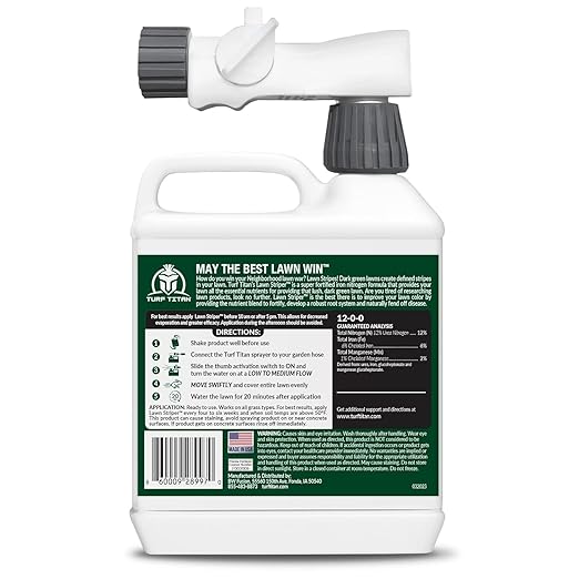 Turf Titan Lawn Striper Hose End – Iron &amp Nitrogen Fertilizer to Promote Dark-Green Stripe-Defined Turfs – Kids &amp Pet Safe Natural Lawn Fertilizer – Green Grass Solution – 6000 Sq Ft (32 oz