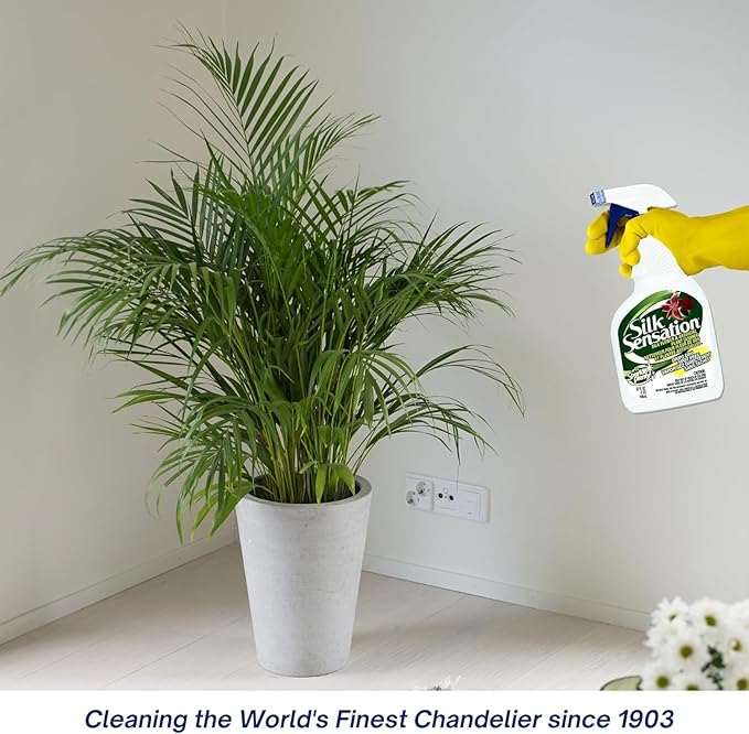 Sparkle Plenty Silk Sensation Artificial Flower &amp Plant Leaf Cleaner and Shine - Fake Flower Dusting Spray -Silk Plant Cleaner Spray No Wipe - Drip Dry Cleaning Supplies for Artificial Tree (1 Gal