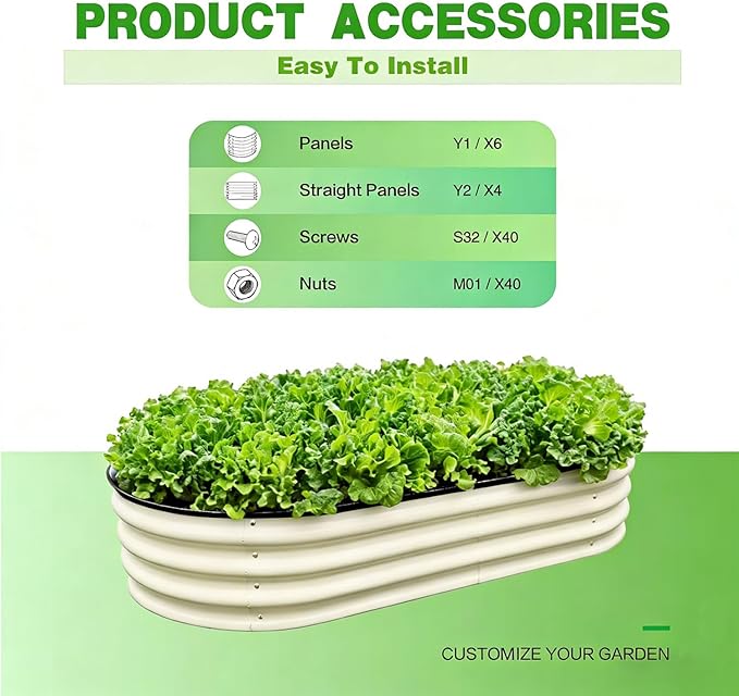 GrowHaus 4x2x1FT Galvanized Raised Garden Bed Planter Boxes Outdoor Metal Garden Beds for Planting Vegetables Flowers Herbs White