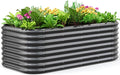 Quictent Galvanized Raised Garden Bed Kit 6x3x2 ft Oval Metal Planter Box Tall for Vegetables Outdoor Backyard Strengthened by Crossbar Dark Gray