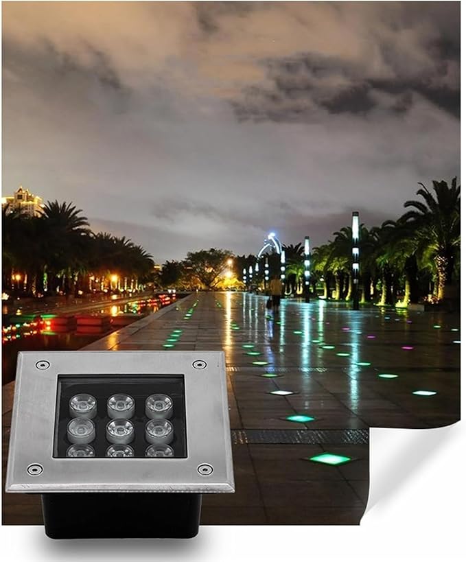 Square Underground Light - Outdoor Ground Landscape Lamp IP66 Waterproof AC85-265V Outdoor Recessed Spot Light for Garden Driveway Step Pathway Deck Buried Lighting(Yellow Light5W)