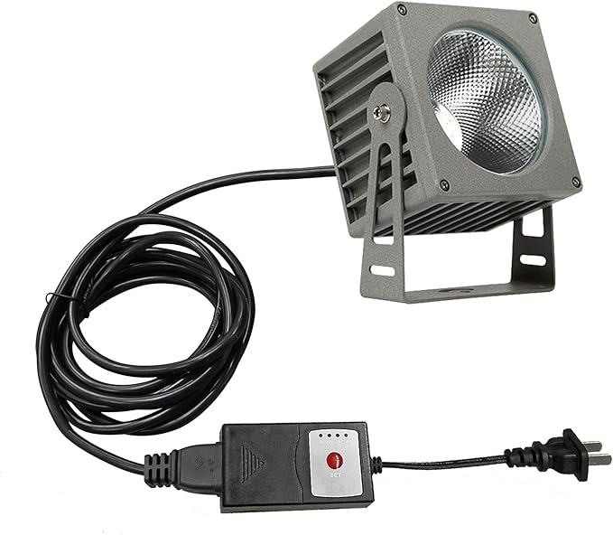 Kiven IP65 Waterproof LED Landscape Accent Uplight Grey Decorative Spotlight Lamp with Plug-in Cord and Timer for Indoor Outdoor Yard Step Statue(10W Warm White)