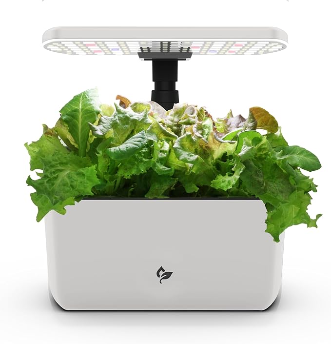AeroGarden Harvest Lite in Cream Soil-Free Indoor Hydroponic Garden with LED Grow Light for Year-Round Gardening of up to 6 Herbs and Vegetables