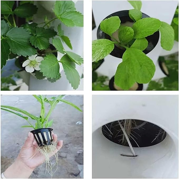 Vertical Grow Tower Hydroponics Growing System 64 Holes 8 Layers Soilless Cultivation Growing System with Pump and Timer for Fruits Vegetables A//1pc