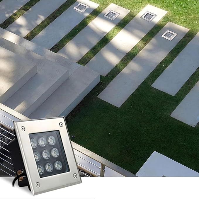 Outdoor Buried Lights - LED Landscape Lights 24V Low Voltage Square Walkover Led Lights IP67 Waterproof Embedded Spotlight for Garden Pathway Walkway Deck Yard Lighting(Green3w) (Cold White 5w)