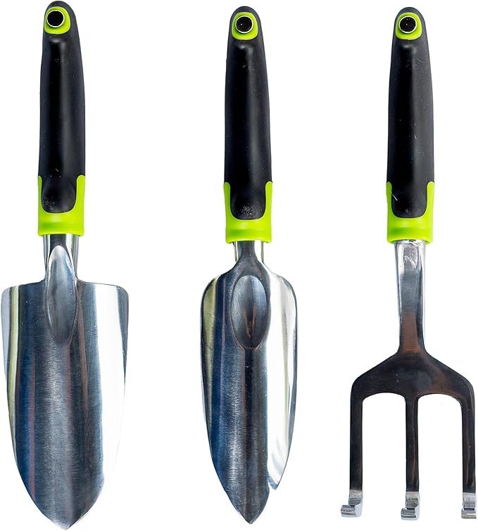 Magnetic Garden Tool Set – 3-Piece Stainless Steel Gardening Tools with Built-in Magnets Rust-Proof &amp Weather-Resistant Hand Tools for Digging Weeding &amp Transplanting