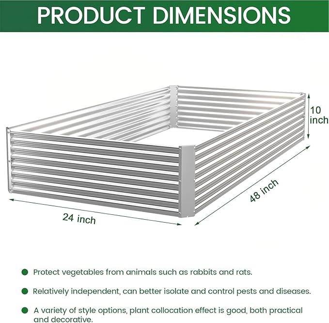 3 Pack Raised Beds for Gardening Corrugated Galvanized Steel Raised Garden Bed Outdoor Metal Above Ground Garden Bed for Vegetables and Flowers-4x2FT(Rectangular)