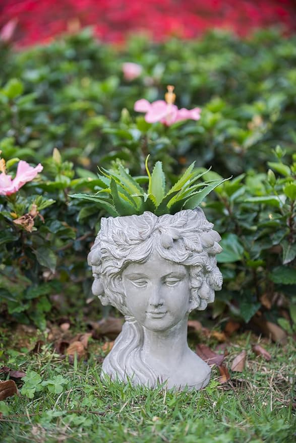 Cement Bust Wall Planter Indoor Outdoor Home GDecor 8 x 9 x 11.5