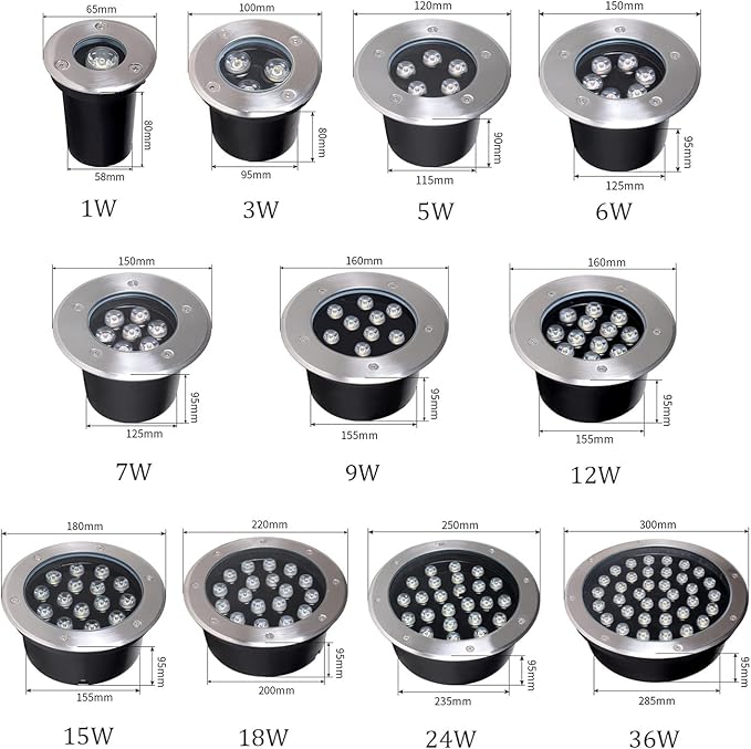 Outdoor Landscape Lights - LED Underground Light AC85-110V Recessed Spotlight IP66 Waterproof Ground Light for Walkway Garden Courtyard Step Decorative Landscape Lamp