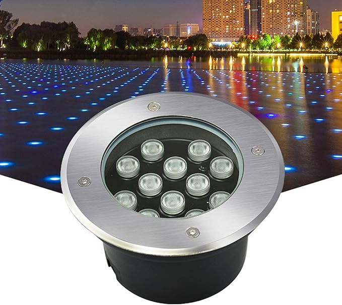 Low Voltage Landscape Lights Outdoor Underground Light AC12/24V Embedded Round Landscape Lamp IP66 Waterproof for Garden Path Piazza Stairs Spotlights(White18W-AC12V)