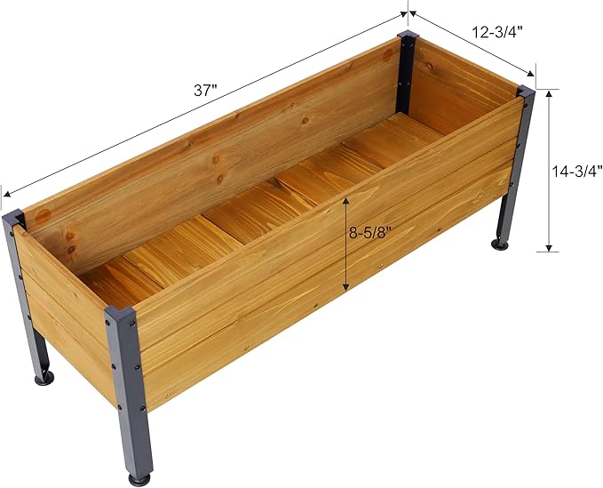 Rectangular Wood Raised Garden Bed - Elevated Outdoor Planter Box for Herbs Vegetables &amp Flowers Ideal for Patio Deck Balcony