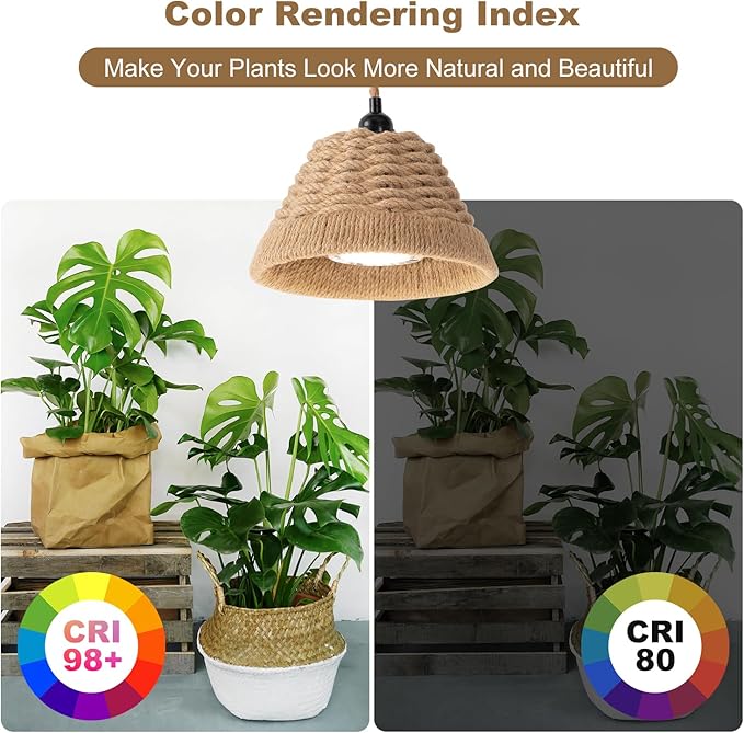 LED Plant Growth Light 30W Full Spectrum Indoor Suspended Lamp 4000K with Timer 15FT Power Cord for Tall Leafy and Flowering Plants