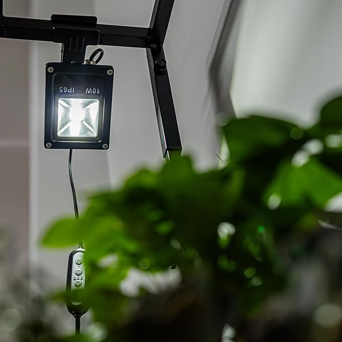 Set of Two 10W Spot Lamp Clamp Mount Full Spectrum Plant Growing Light 5.9 Ft Plug in Cord Timer Switch for Indoor Plants Promote Plant Growth