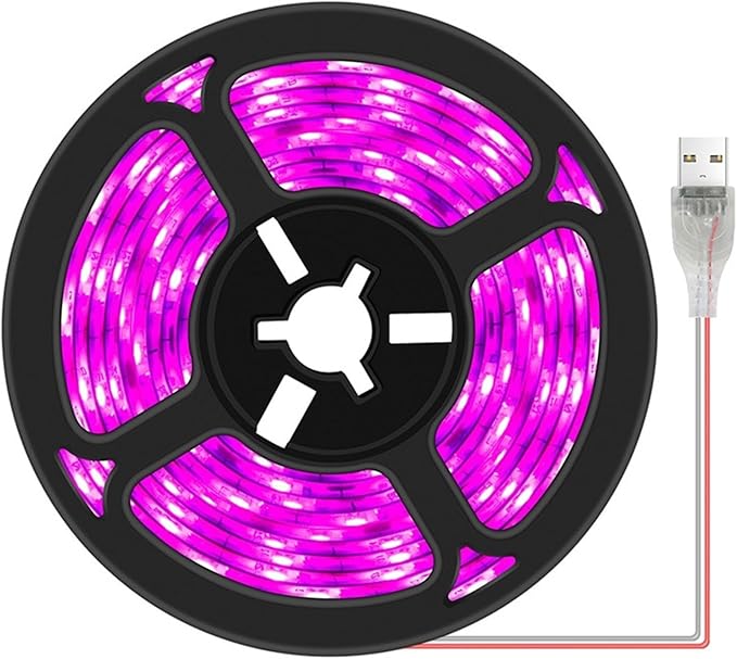 USB Plant Grow Strip 2835 SMD LED Grow Light - Full Waterproof Phyto Tape Lighting for Indoor Plants (0.5m 1m 2m 3m)(No Waterproof3m 180leds)