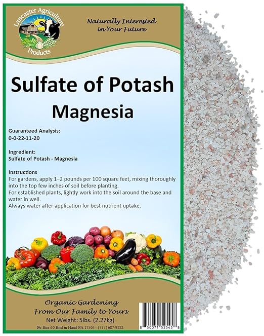 Sulfate of Potash-Magnesia (K-Mag) Fertilizer 5 Pounds Natural Potassium Magnesium &amp Sulfur Source Improves Fruit Quality Boosts Yields &amp Soil Health - Lancaster Agriculture Products