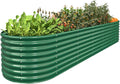 FRIZIONE 11FT(L)×3FT(W)×2FT(H) Galvanized Raised Garden Bed Outdoor Metal Raised Garden Beds for Flower Raised Planter Box Outdoor for Herb Vegetable-Dark Green