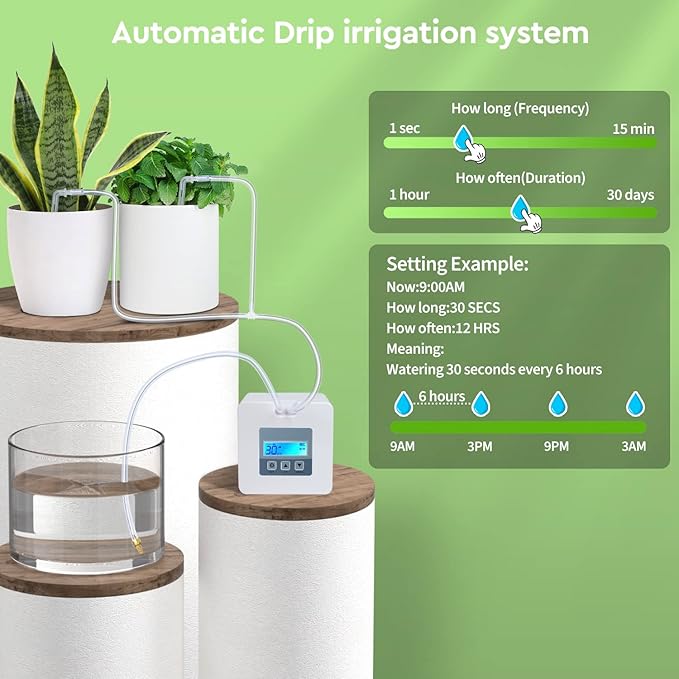 Upgraded DIY Automatic Drip Irrigation Kit 15 Potted Houseplants Support Indoor Watering System for Plants with Digital Programmable Water Timer