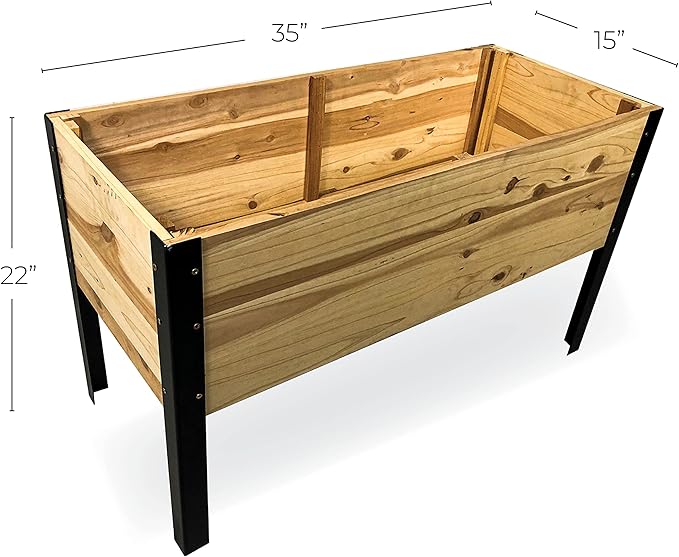 Backyard Expressions Raised Garden Bed Elevated Wood Planter Box Stand - 35.5 W x 15.5 D x 22 H