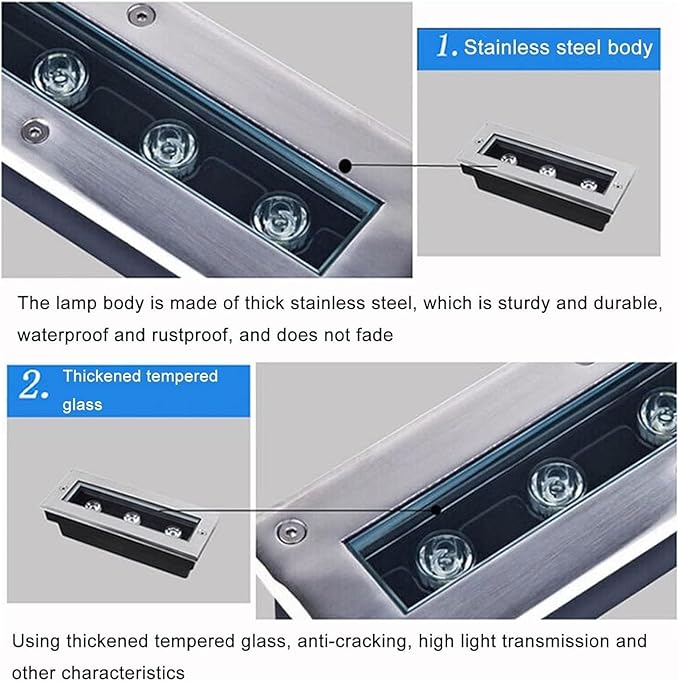 Recessed Outdoor Buried Lamp Ground LED Landscape Lights IP65 Waterproof Rectangle LED Spot Light AC85-265V Low Voltage Floor LightWarm White Light 3W