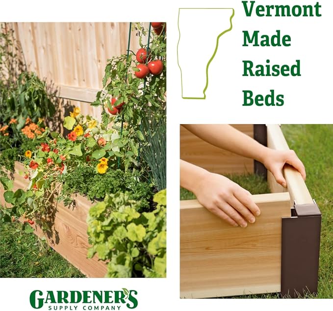 Gardener's Supply Company Raised Garden Bed | Outdoor Cedar Planter Box w/Extra Deep Height for Rooted Plants Herbs Flowerbed &amp Vegetable Garden Wooden Box | 2' W x 8' L x 14 H