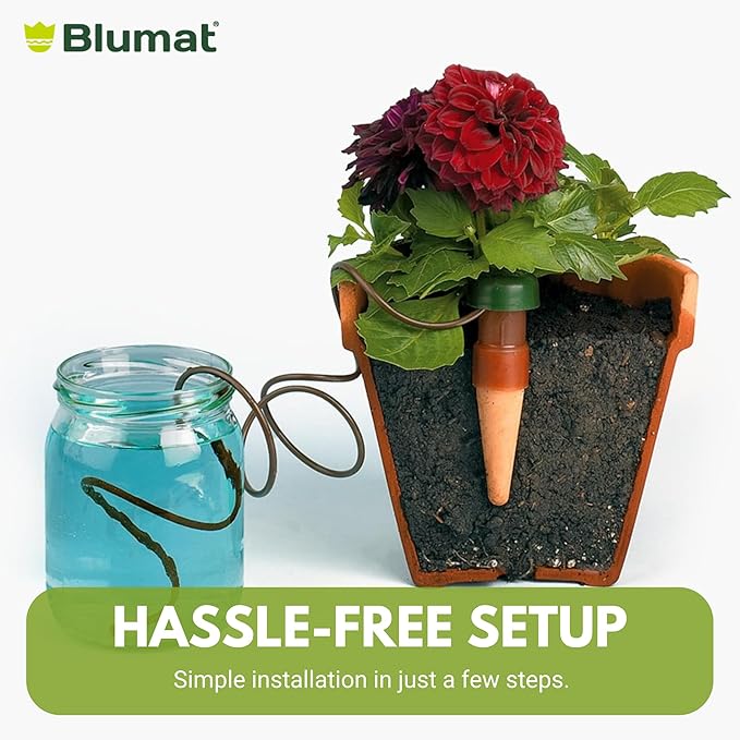 Blumat Plant Watering Devices | Classic XL Self Watering Planter Insert | Automatic Drip Plant Watering Stakes for Pots | Prevents Overwatering and Underwatering for Healthy Growth | 4 Pack